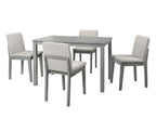 Grey Finish 5 Piece Dining Room Set Dining Table 4x Chairs Beige Fabric Chairs
