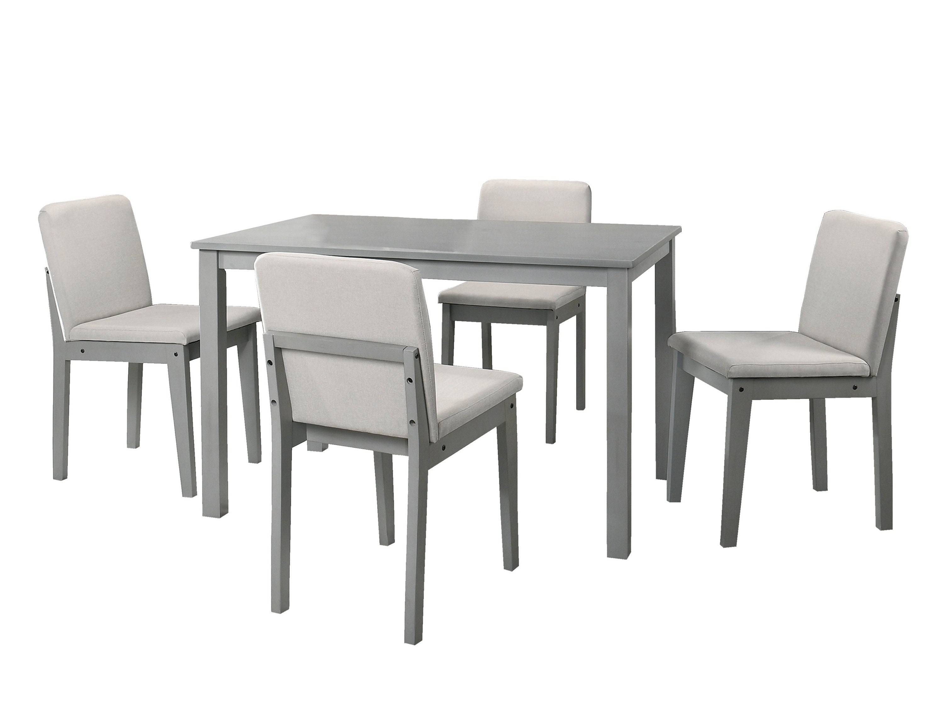 Grey Finish 5 Piece Dining Room Set Dining Table 4x Chairs Beige Fabric Chairs