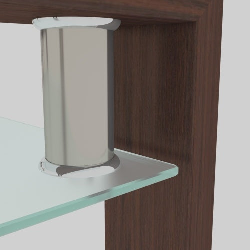 Rectangular Walnut Glass Coffee Table – Clear Tempered Glass Modern Side & Center Table for Living Room