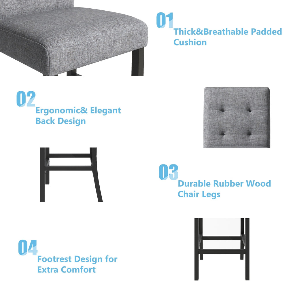 TOPMAX 5-Piece Counter Height Dining Set – Wooden Table with Chairs & Stools Featuring Footrests