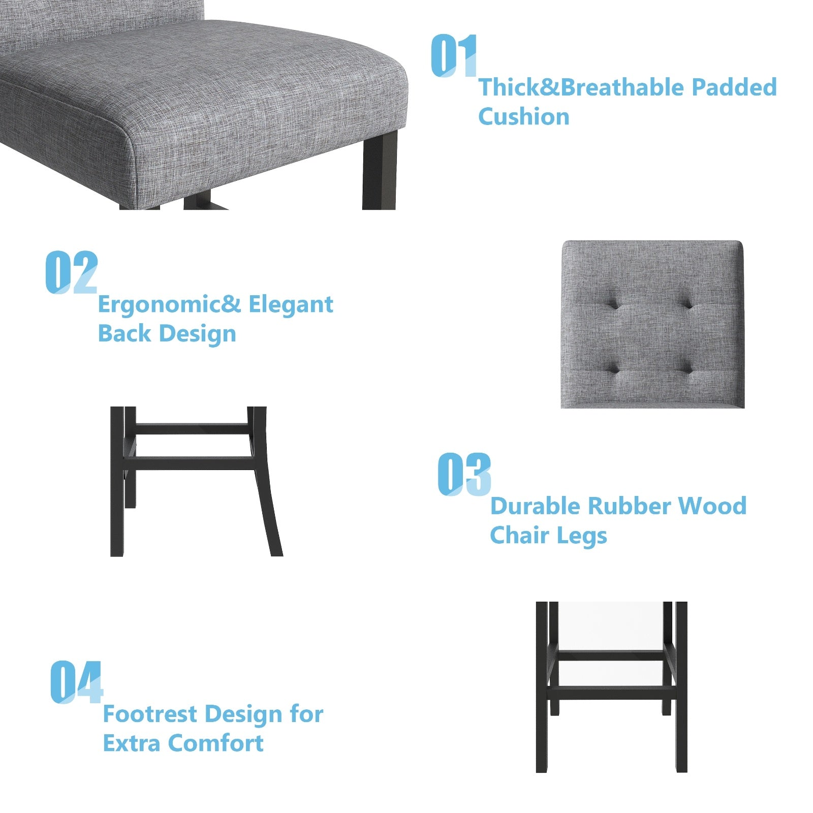 TOPMAX 5-Piece Counter Height Dining Set – Wooden Table with Chairs & Stools Featuring Footrests