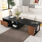 Extendable Wooden Coffee Table with Adjustable Length & 2 Storage Drawers – Large Rectangular Living Room Center Table