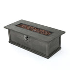Rectangular Patio Fire Pit Table with Wood Finish – MGO Fire Table, 50,000 BTU, Grey