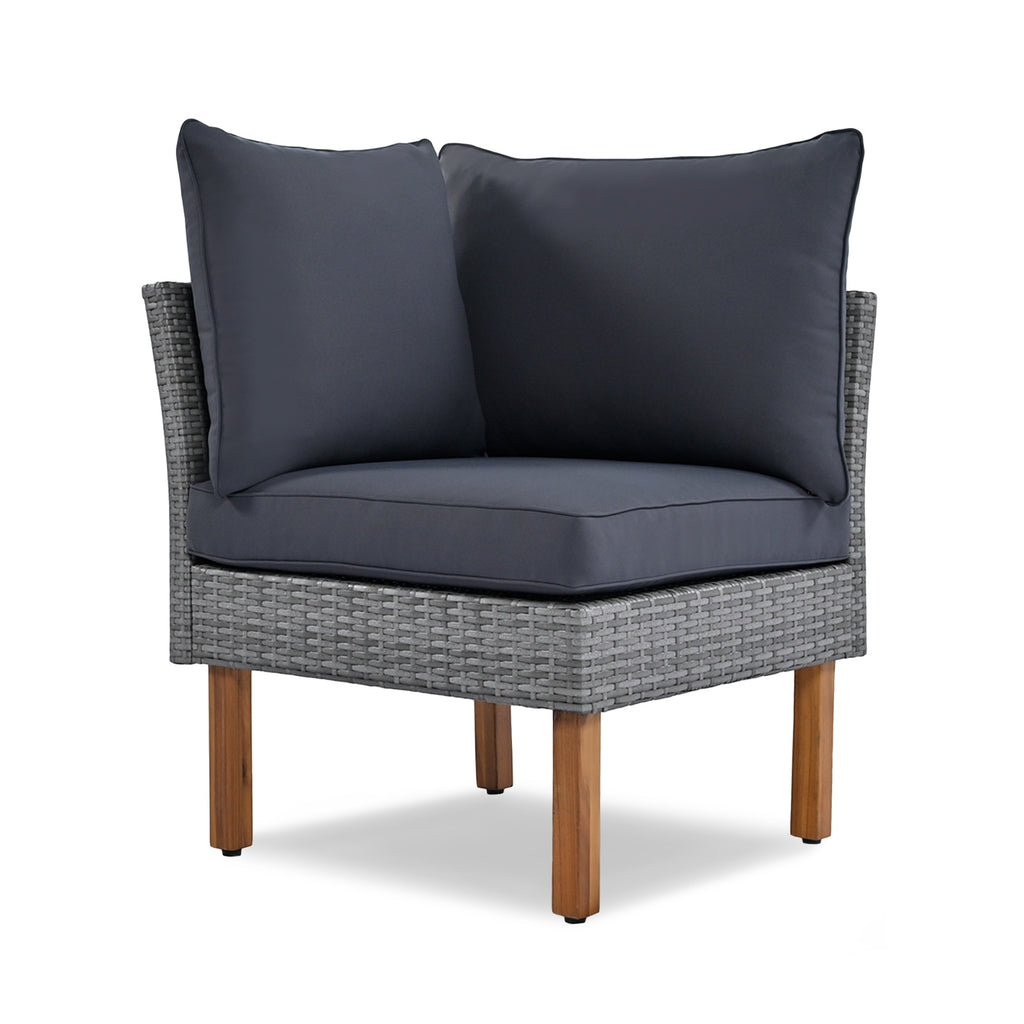 9-Piece Patio Rattan Conversation Set with Acacia Wood Legs & Tabletop – Modern Outdoor Furniture Collection