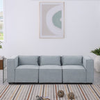 Beige Chenille Fabric Modular Sofa – Soft Seat & Backrest, Knock-Down Design for Easy Assembly