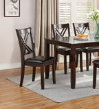 7-Piece Dining Set with Table & 6 Chairs – Espresso Finish, Cushioned Seats & X-Back Design
