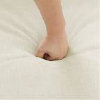 Convertible 4-Seat L-Shaped Sectional Sofa Couch with Ottoman – Cloud-Style Sofa with Padded Armrests for Living Room, Apartment & Office (Beige/White)