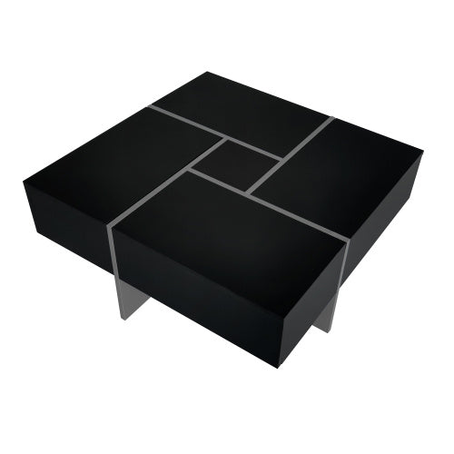 Unique Design Coffee Table with 4 Hidden Storage Compartments – Modern Living Room Center Table