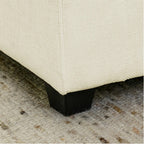 Convertible 4-Seat L-Shaped Sectional Sofa Couch with Ottoman – Cloud-Style Sofa with Padded Armrests for Living Room, Apartment & Office (Beige/White)