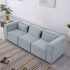 Beige Chenille Fabric Modular Sofa – Soft Seat & Backrest, Knock-Down Design for Easy Assembly
