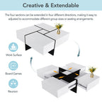 Modern Coffee Table with 4 Hidden Storage Compartments – Unique Design Living Room Furniture