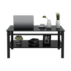 Modern Glass Lift-Top Coffee Table – 2-Layer Black Tempered Glass, Simple Contemporary Design