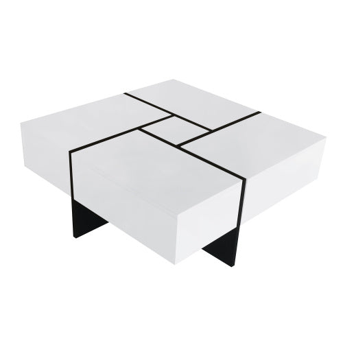 Modern Coffee Table with 4 Hidden Storage Compartments – Unique Design Living Room Furniture