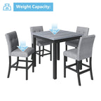 TOPMAX 5-Piece Counter Height Dining Set – Wooden Table with Chairs & Stools Featuring Footrests