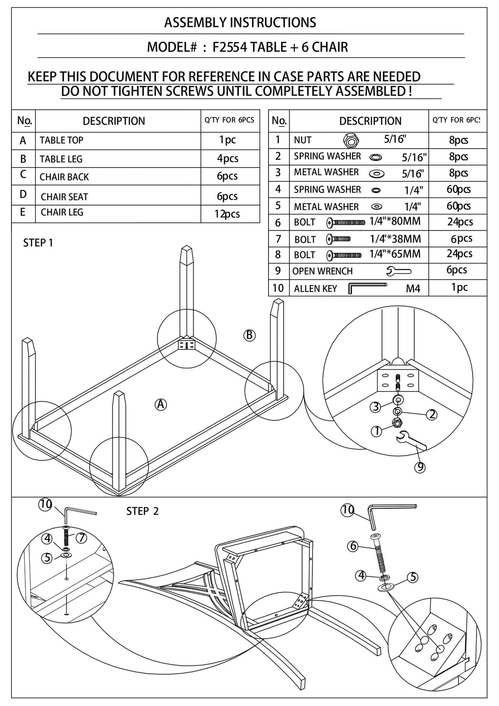 7-Piece Dining Set with Table & 6 Chairs – Espresso Finish, Cushioned Seats & X-Back Design