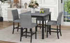TOPMAX 5-Piece Counter Height Dining Set – Wooden Table with Chairs & Stools Featuring Footrests