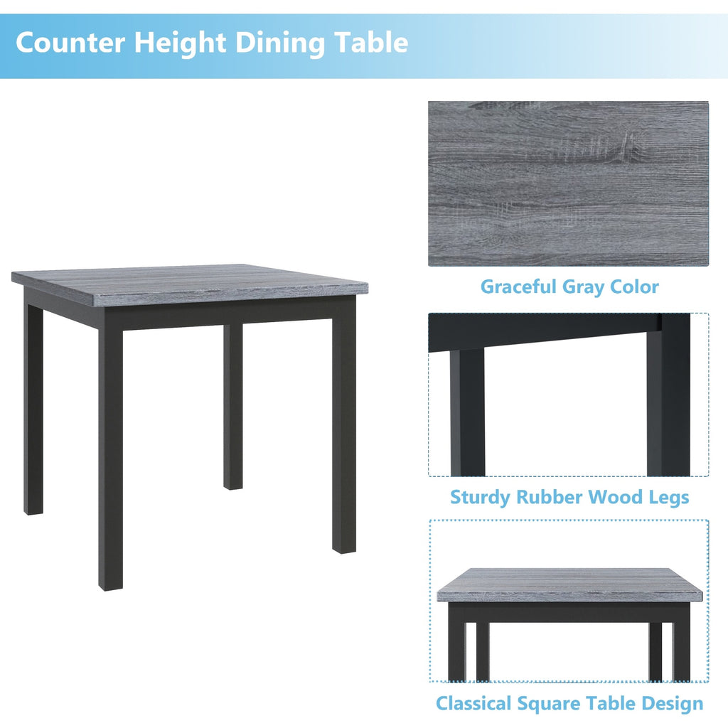 TOPMAX 5-Piece Counter Height Dining Set – Wooden Table with Chairs & Stools Featuring Footrests