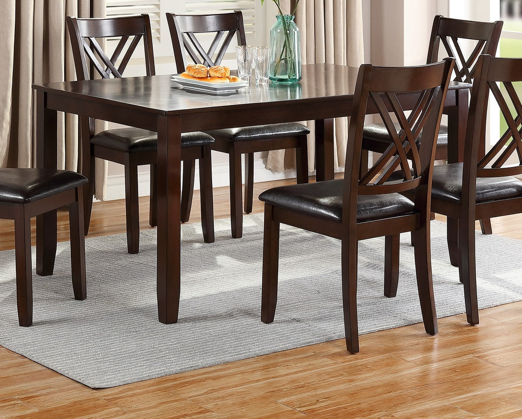 7-Piece Dining Set with Table & 6 Chairs – Espresso Finish, Cushioned Seats & X-Back Design