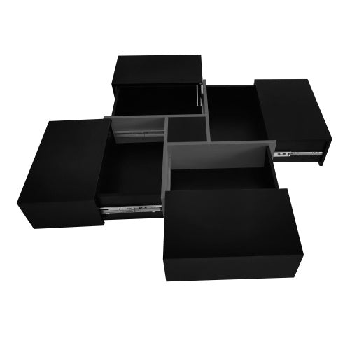 Unique Design Coffee Table with 4 Hidden Storage Compartments – Modern Living Room Center Table