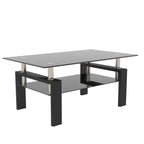 Modern Black Glass Rectangular Coffee Table – Stylish Living Room Side & Center Table
