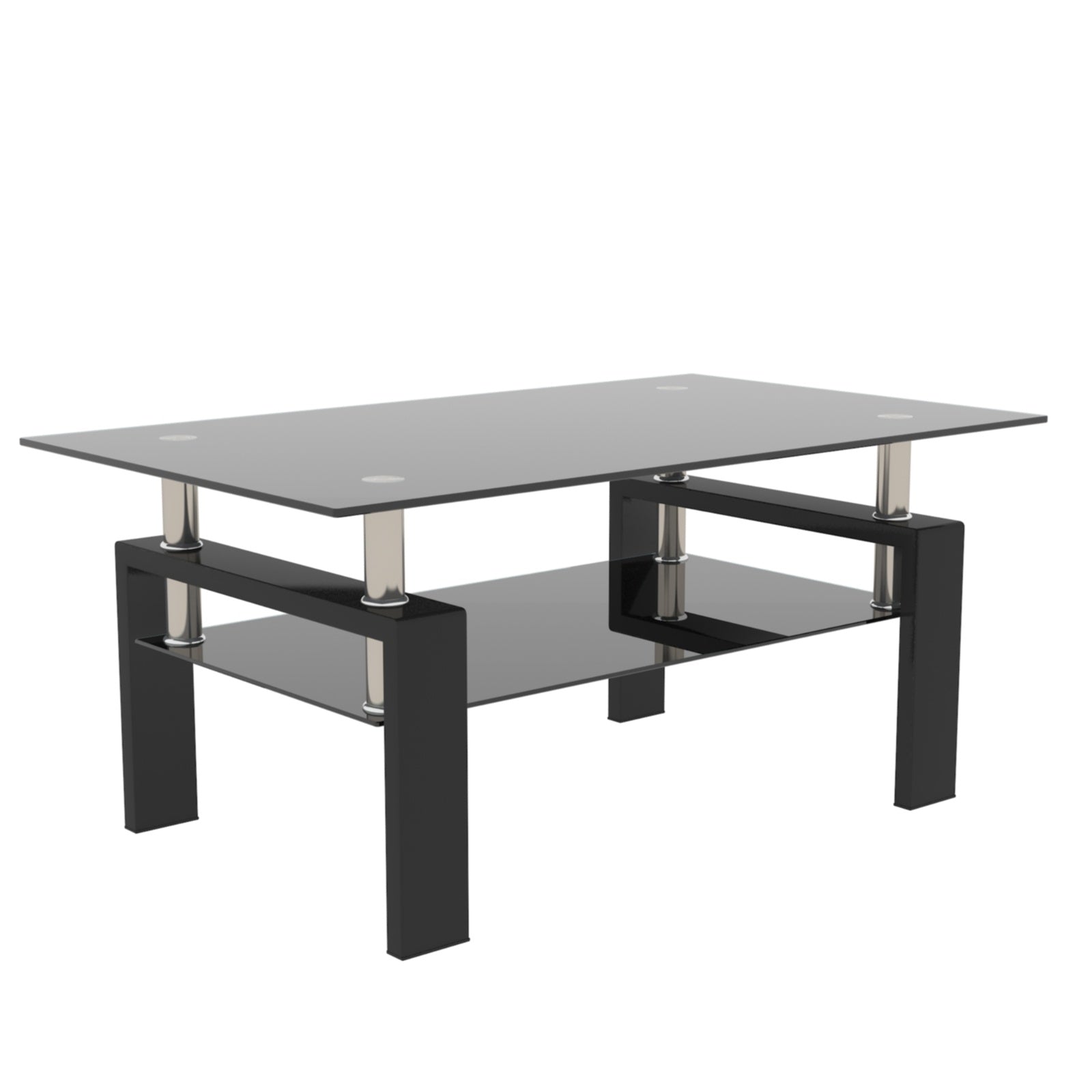 Modern Black Glass Rectangular Coffee Table – Stylish Living Room Side & Center Table