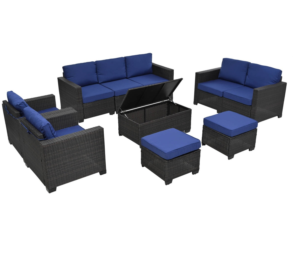 10-Piece Outdoor Patio Furniture Set with Cushions – Modern Garden & Backyard Seating Collection