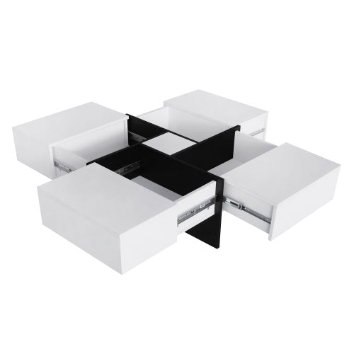 Modern Coffee Table with 4 Hidden Storage Compartments – Unique Design Living Room Furniture