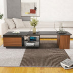 Extendable Wooden Coffee Table with Adjustable Length & 2 Storage Drawers – Large Rectangular Living Room Center Table