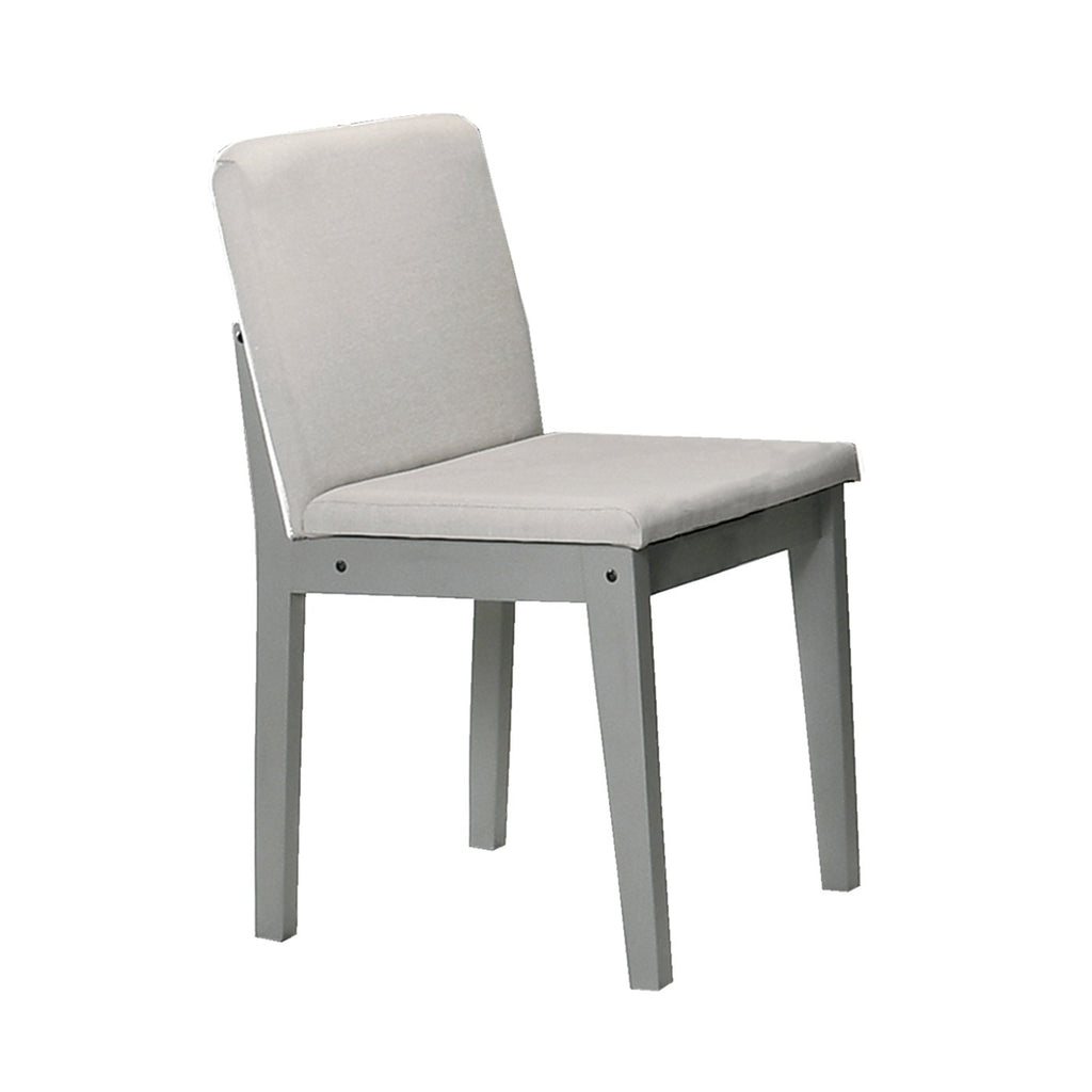 Grey Finish 5 Piece Dining Room Set Dining Table 4x Chairs Beige Fabric Chairs