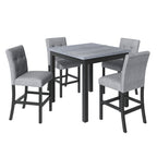 TOPMAX 5-Piece Counter Height Dining Set – Wooden Table with Chairs & Stools Featuring Footrests
