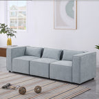 Beige Chenille Fabric Modular Sofa – Soft Seat & Backrest, Knock-Down Design for Easy Assembly