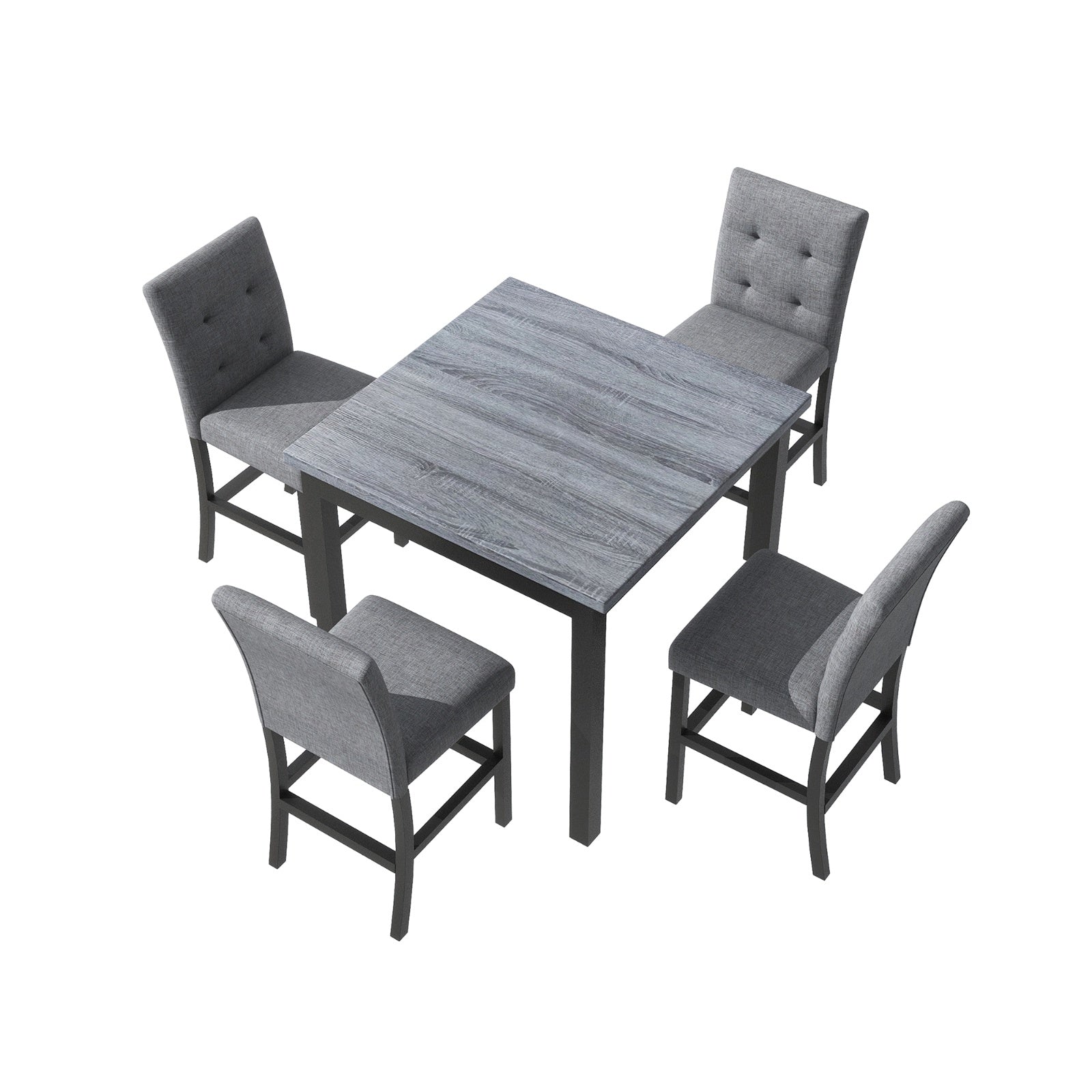 TOPMAX 5-Piece Counter Height Dining Set – Wooden Table with Chairs & Stools Featuring Footrests