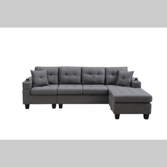 Modern Fabric Sectional Sofa with Chaise – Comfortable Living Room Seating