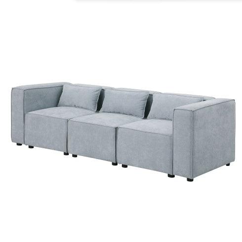 Beige Chenille Fabric Modular Sofa – Soft Seat & Backrest, Knock-Down Design for Easy Assembly
