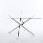 Modern Golden Dining Table with Cross Metal Legs & Glass Top – Space-Saving Square Kitchen Table (120x120x75cm)