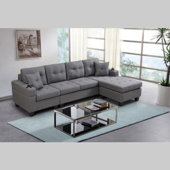 Modern Fabric Sectional Sofa with Chaise – Comfortable Living Room Seating