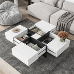 Modern Coffee Table with 4 Hidden Storage Compartments – Unique Design Living Room Furniture
