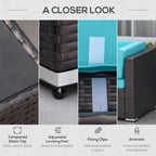 7-Piece Wicker Patio Conversation Set with Cushions & Glass Table – Outdoor Furniture Set in Turquoise