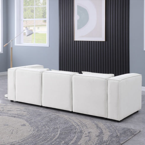 Beige Chenille Fabric Modular Sofa – Soft Seat & Backrest, Knock-Down Design for Easy Assembly