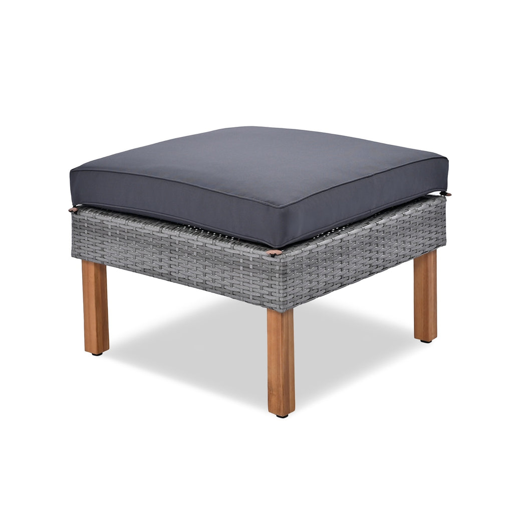 9-Piece Patio Rattan Conversation Set with Acacia Wood Legs & Tabletop – Modern Outdoor Furniture Collection