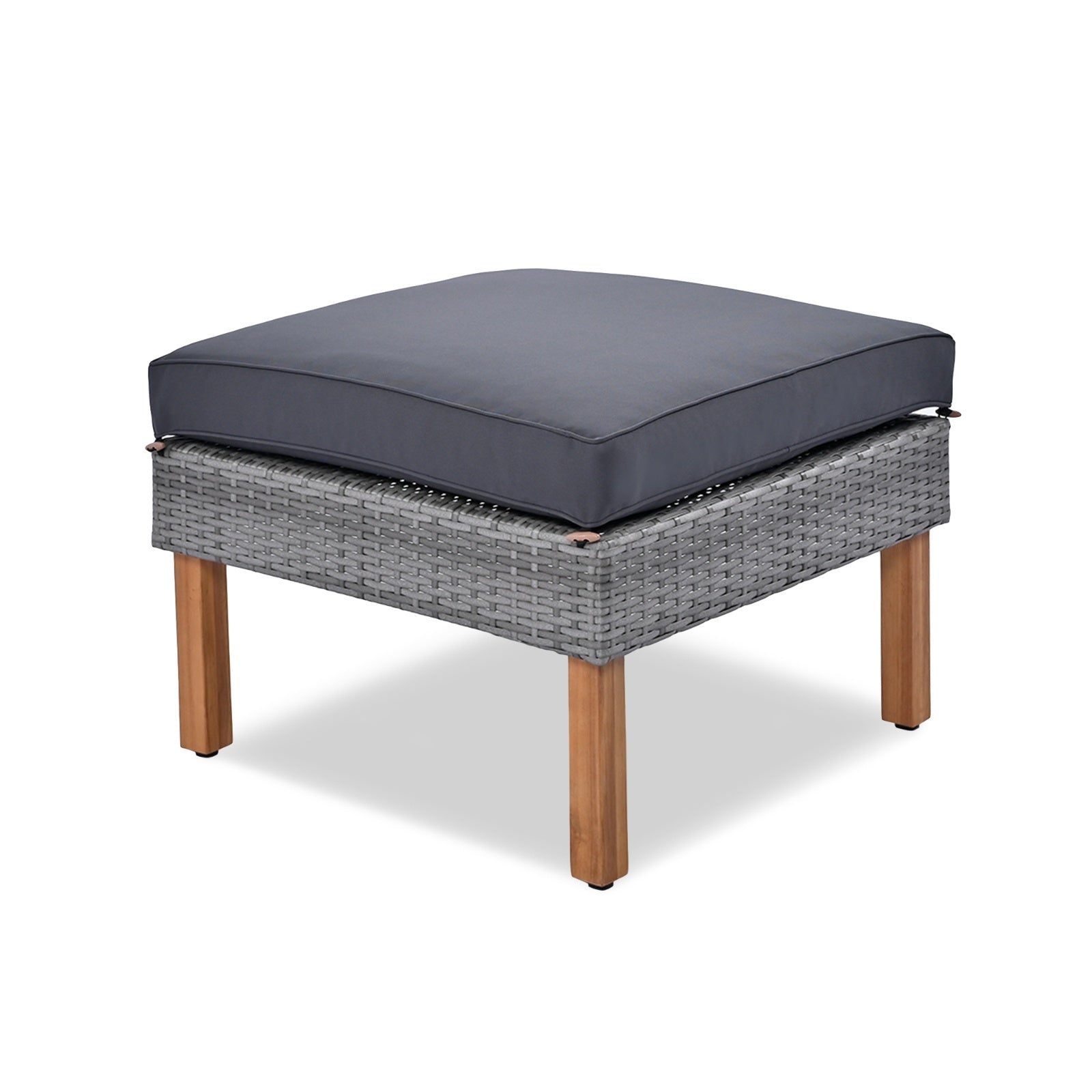 9-Piece Patio Rattan Conversation Set with Acacia Wood Legs & Tabletop – Modern Outdoor Furniture Collection