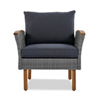 9-Piece Patio Rattan Conversation Set with Acacia Wood Legs & Tabletop – Modern Outdoor Furniture Collection