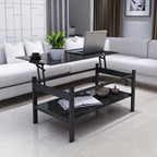 Modern Glass Lift-Top Coffee Table – 2-Layer Black Tempered Glass, Simple Contemporary Design
